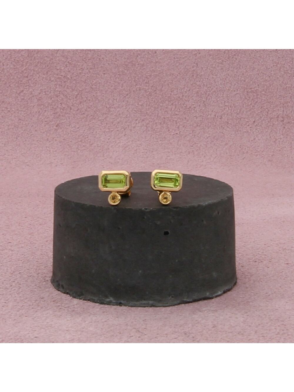 bony levy 14k yellow gold iris peridot & citrine stud earrings